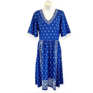 Vintage Alfred Shaheen Signed Blue White Spring Summer Midi Dress Size 12 (4/6)